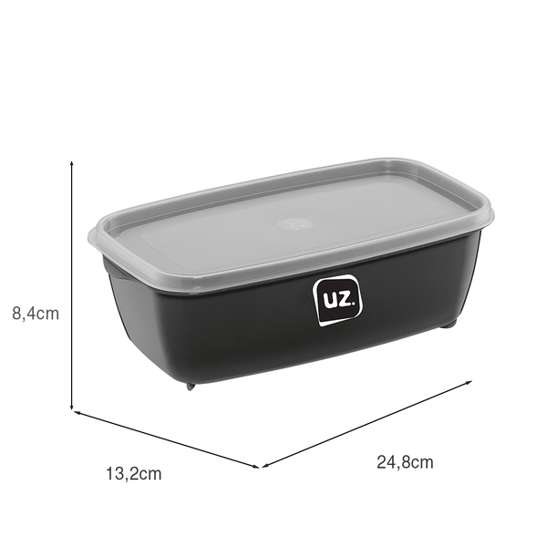 Pote Multiuso Retangular 1,5 Litros Preto UZ