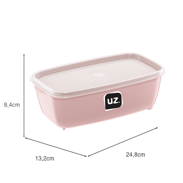 Pote Multiuso Retangular 1,5 Litros Rosa UZ