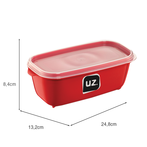 Pote Multiuso Retangular 1,5 Litros Vermelho UZ
