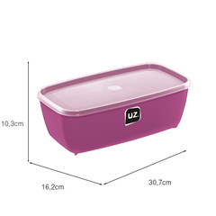 Pote Multiuso Retangular 3 Litros Magenta UZ