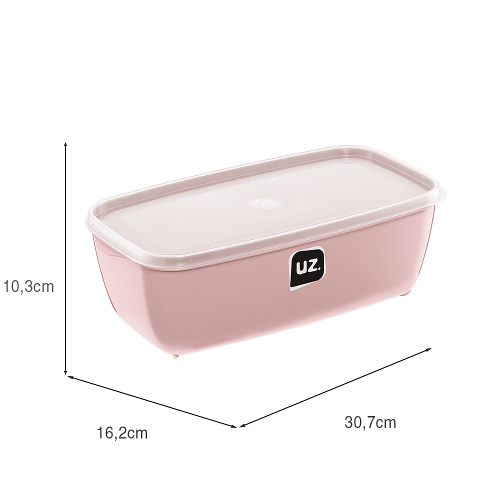 Pote Multiuso Retangular 3 Litros Rosa UZ
