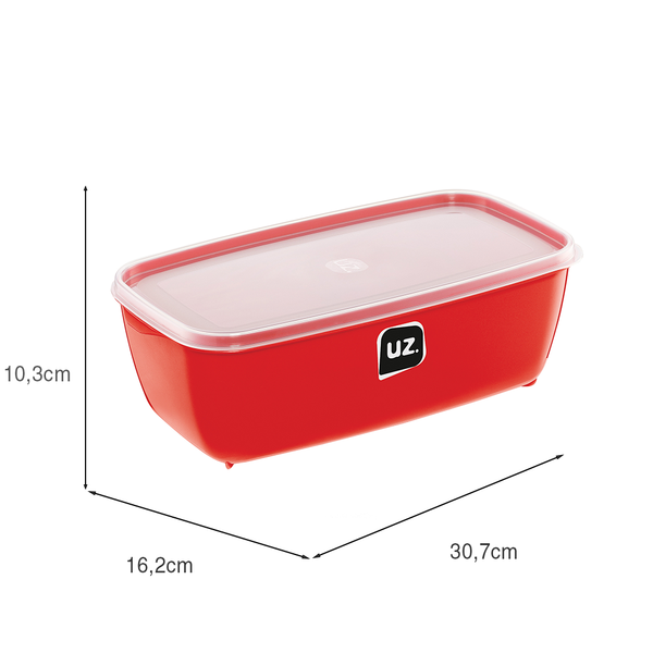 Pote Multiuso Retangular 3 Litros Vermelho UZ