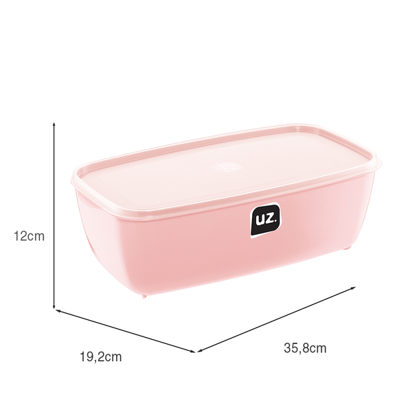 Pote Multiuso Retangular 5 Litros Rosa UZ - medidas
