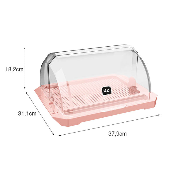 Porta Pão Premium com Tampa Rosa UZ - medidas