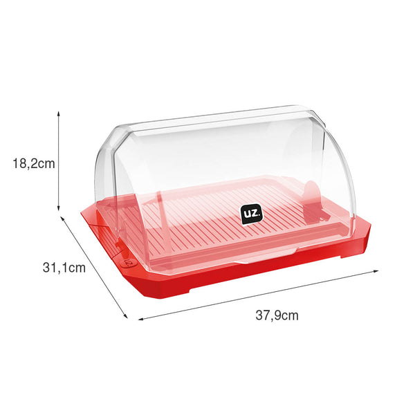 Porta Pão Premium com Tampa Vermelho UZ - medidas