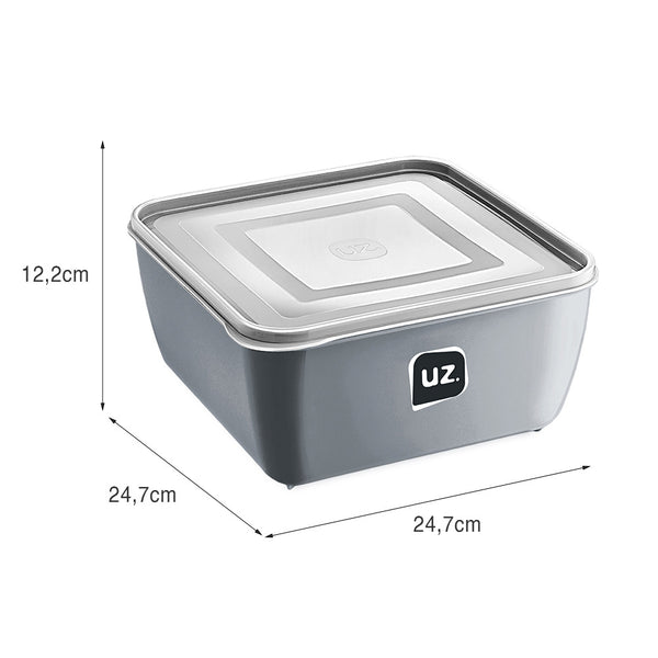 Pote Multiuso Premium Quadrado 5l Cinza UZ - medidas
