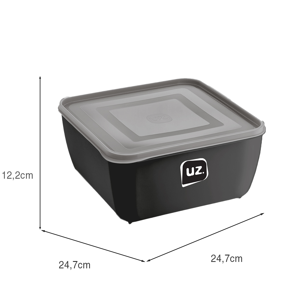 Pote Multiuso Premium Quadrado 5 Litros Preto UZ
