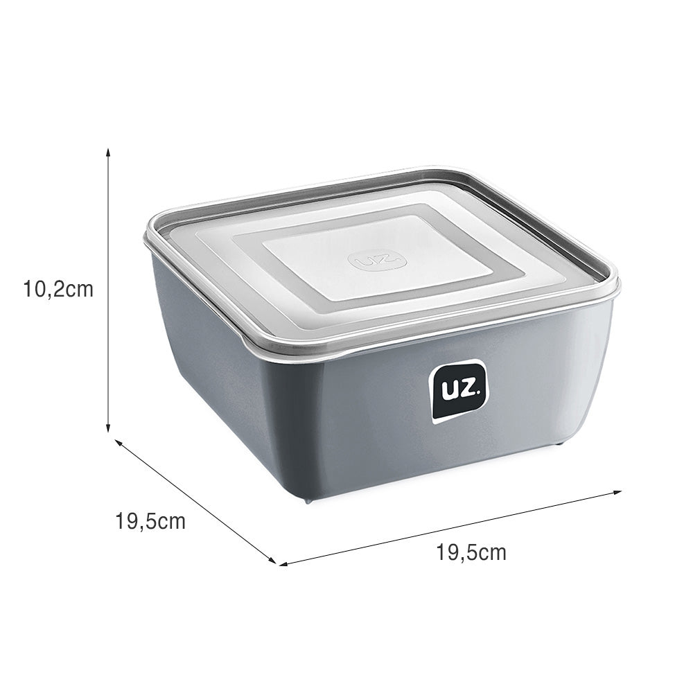 Pote Multiuso Premium Quadrado 2,5l Cinza UZ - medidas