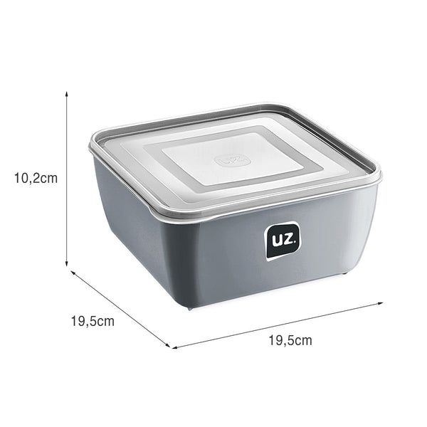 Pote Multiuso Premium Quadrado 2,5l Cinza UZ - medidas