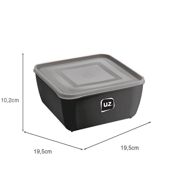 Pote Multiuso Premium Quadrado 2,5l Preto UZ