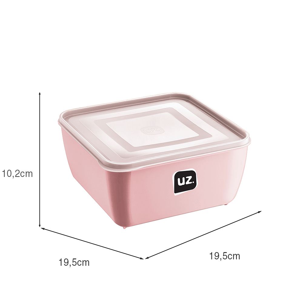 Pote Multiuso Premium Quadrado 2,5l Rosa UZ