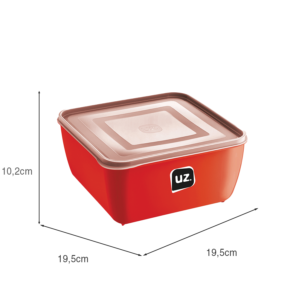 Pote Multiuso Premium Quadrado 2,5l Vermelho UZ