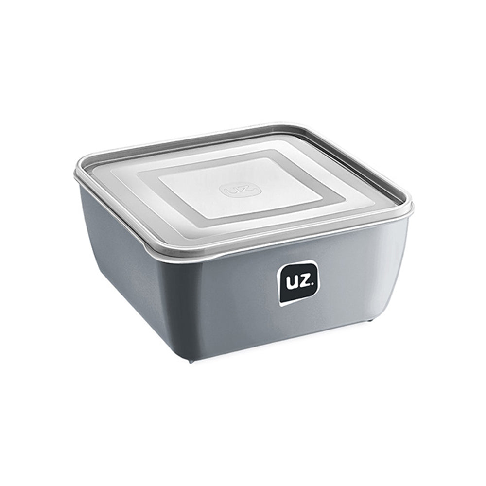 Pote Multiuso Premium Quadrado Cinza 1,5 Litros UZ - fundo branco