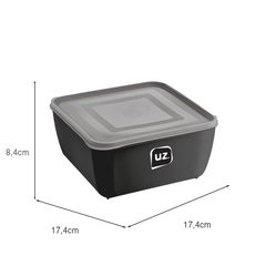 Pote Multiuso Premium Quadrado 1,5 Litros Preto UZ
