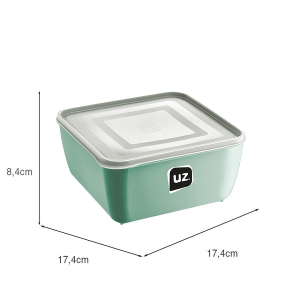 Pote Multiuso Premium Quadrado Verde Menta 1,5 Litros UZ