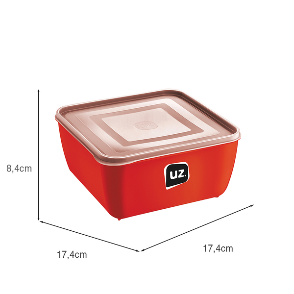 Pote Multiuso Premium Quadrado Vermelho 1,5 Litros UZ
