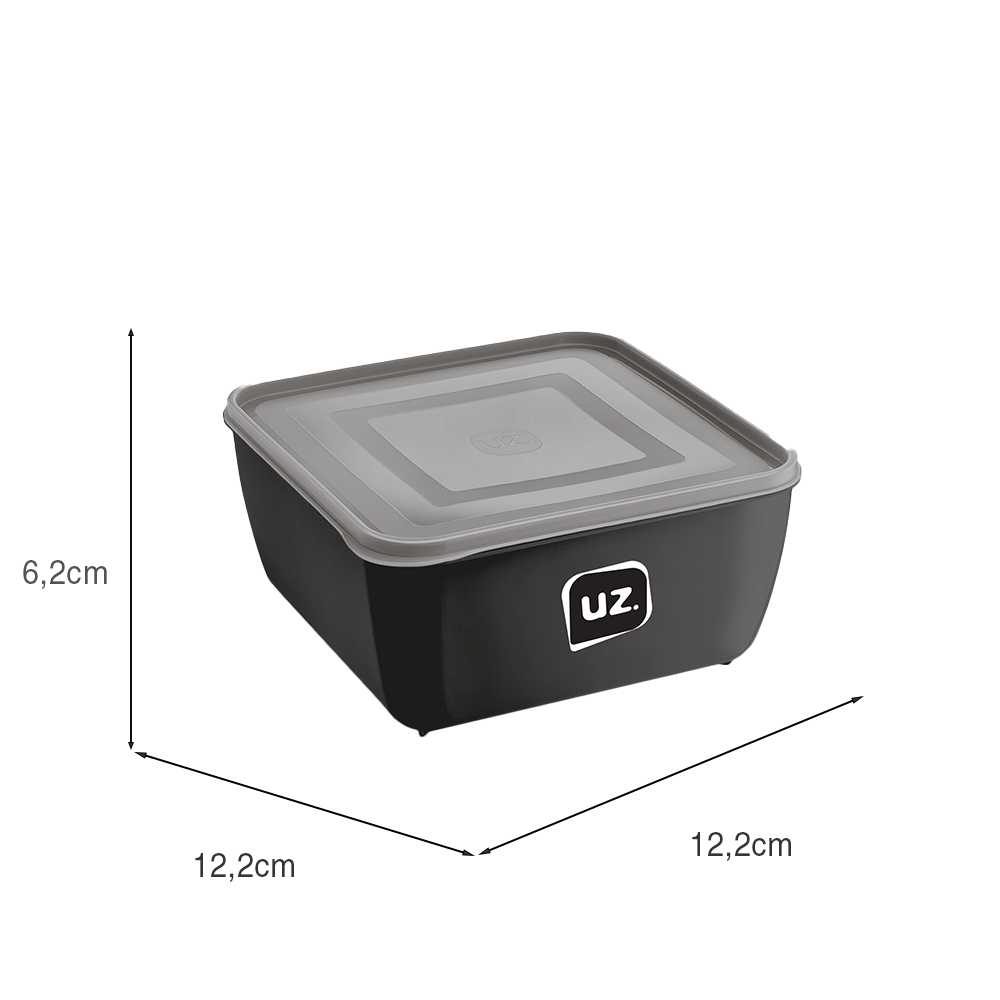 Pote Multiuso Premium Quadrado 500ml Preto UZ