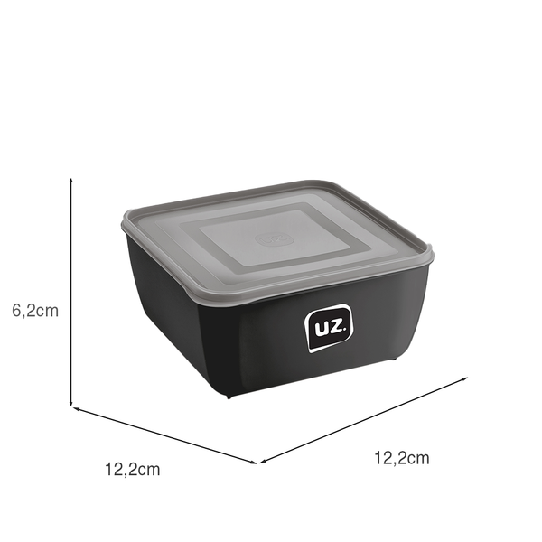 Pote Multiuso Premium Quadrado 500ml Preto UZ