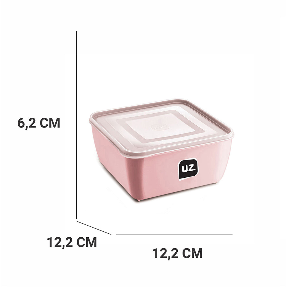 Pote Multiuso Premium Quadrado 500ml Rosa UZ - medidas