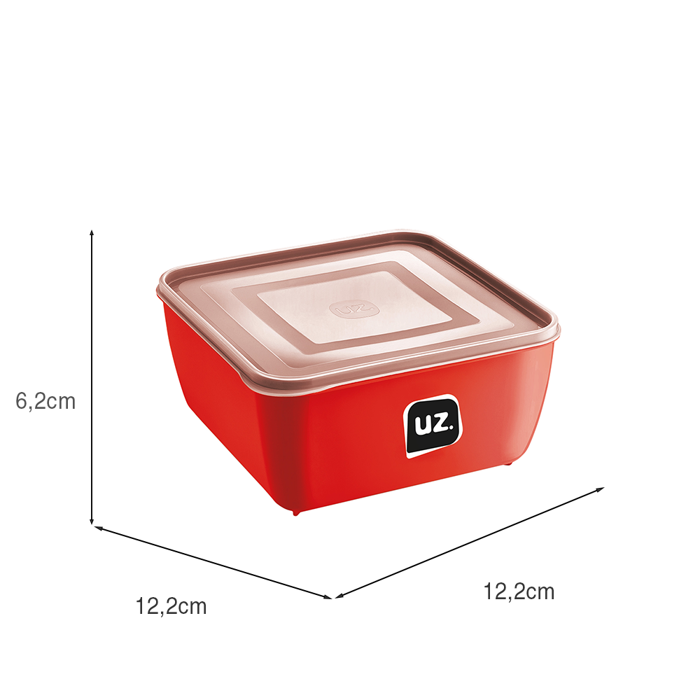 Pote Multiuso Premium Quadrado 500ml Vermelho UZ