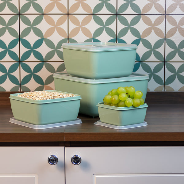 Kit 4 Pote Multiuso Quadrado Premium Verde Menta UZ