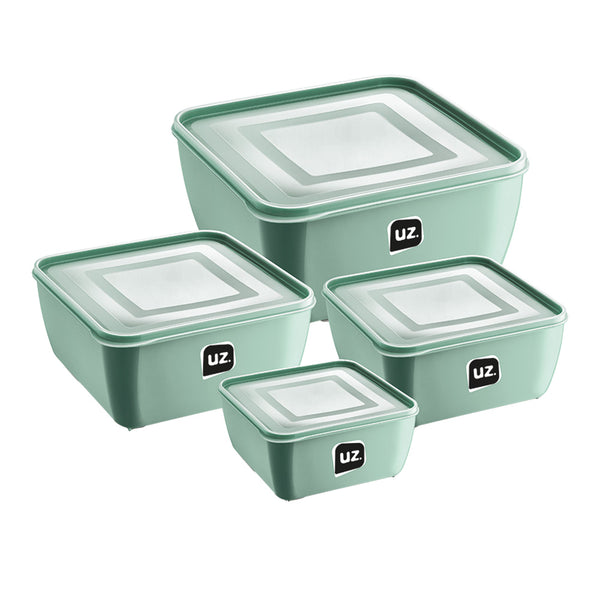 Kit 4 Pote Multiuso Quadrado Premium Verde Menta UZ