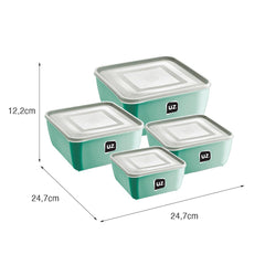 Kit 4 Pote Multiuso Quadrado Premium Verde Menta UZ - medidas