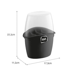 Porta Talheres Plus com Tampa Preto UZ - medidas