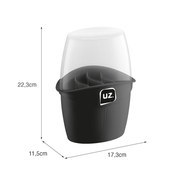 Porta Talheres Plus com Tampa Preto UZ - medidas