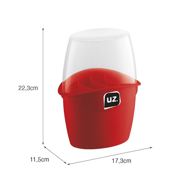 Porta Talheres Plus com Tampa Vermelho UZ - medidas