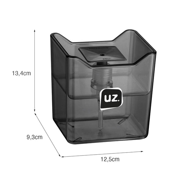 Dispenser Porta Detergente Premium Translúcido 500ml Preto UZ - medidas