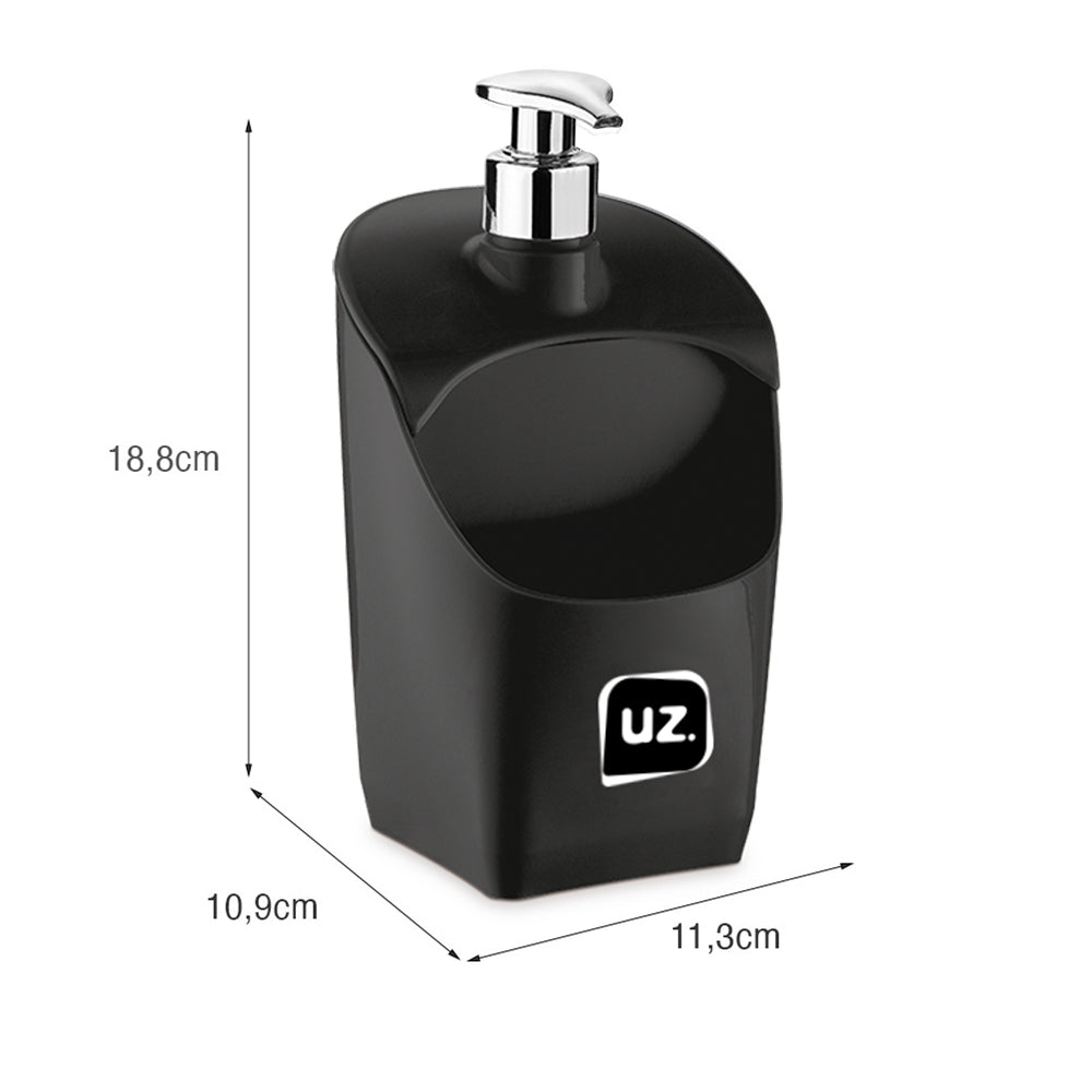Dispenser com Válvula Metalizado Preto UZ - medidas
