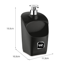Dispenser com Válvula Metalizado Preto UZ - medidas