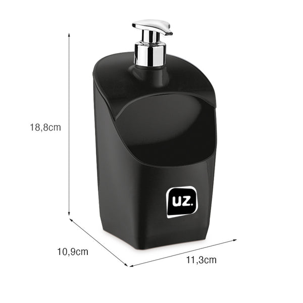 Dispenser com Válvula Metalizado Preto UZ - medidas