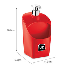 Dispenser com Válvula Metalizado Vermelho UZ - medidas