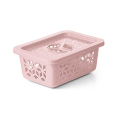 Cesto Organizador P com Tampa 1,5 Litros Rosa UZ