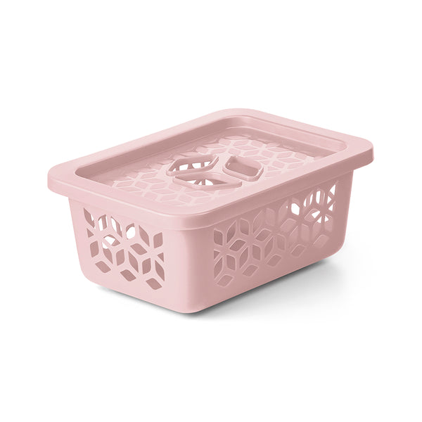 Cesto Organizador P com Tampa 1,5 Litros Rosa UZ