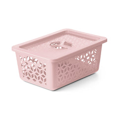 Cesto Organizador M com Tampa 5 Litros Rosa UZ