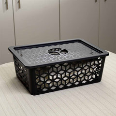 Cesto Organizador G com Tampa 15 Litros Preto UZ - ambiente
