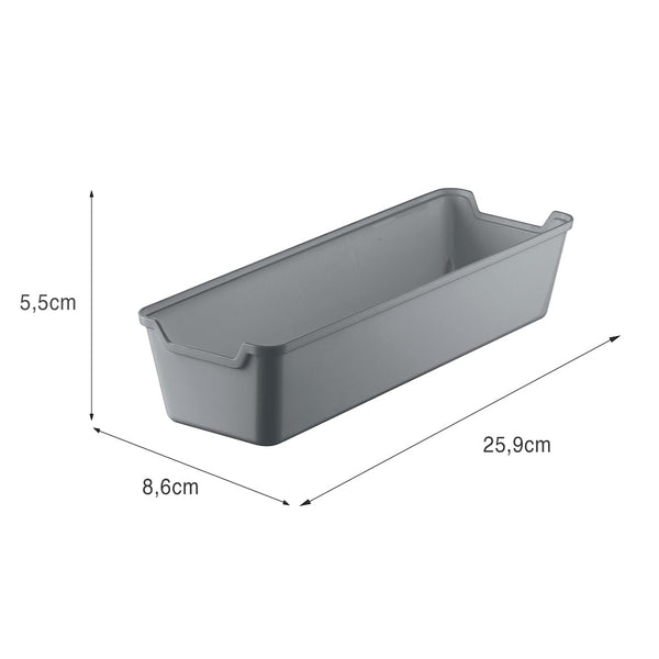Organizador de Gaveta 8,5x25,5 Cinza UZ - medidas