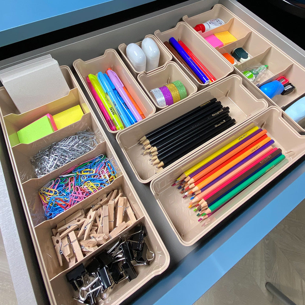Organizador de Gavetas com Divisórias 12,5x34 Capuccino UZ - ambientada