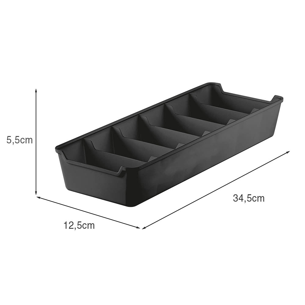 Organizador de Gavetas com Divisórias 12,5x34 Preto UZ - medidas