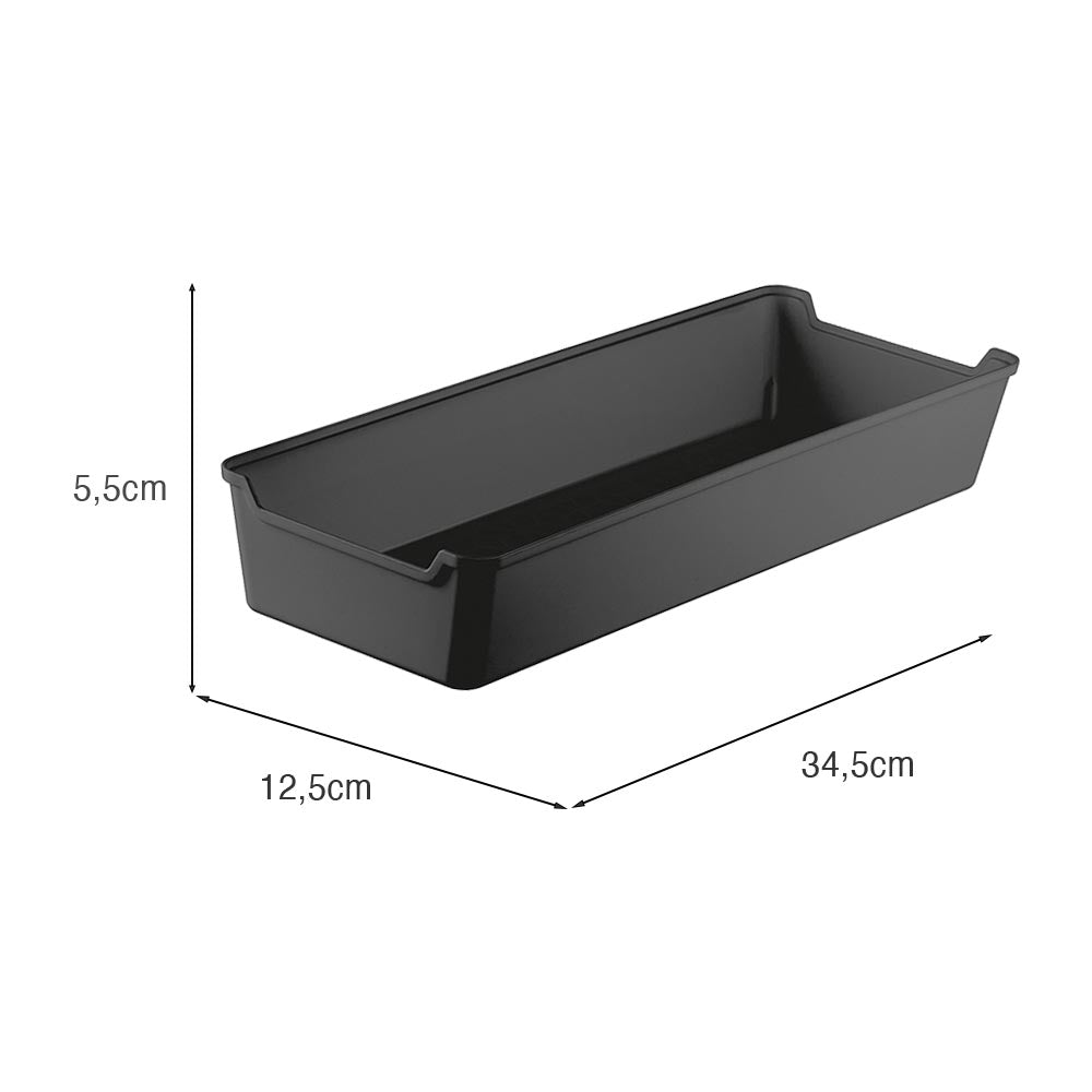 Organizador de Gaveta Liso 12,5x34 Preto UZ - medidas