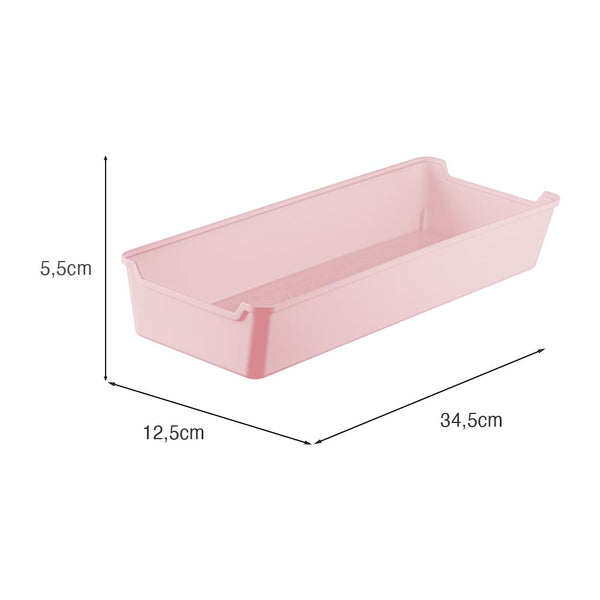 Organizador de Gaveta Liso 12,5x34 Rosa UZ - medidas