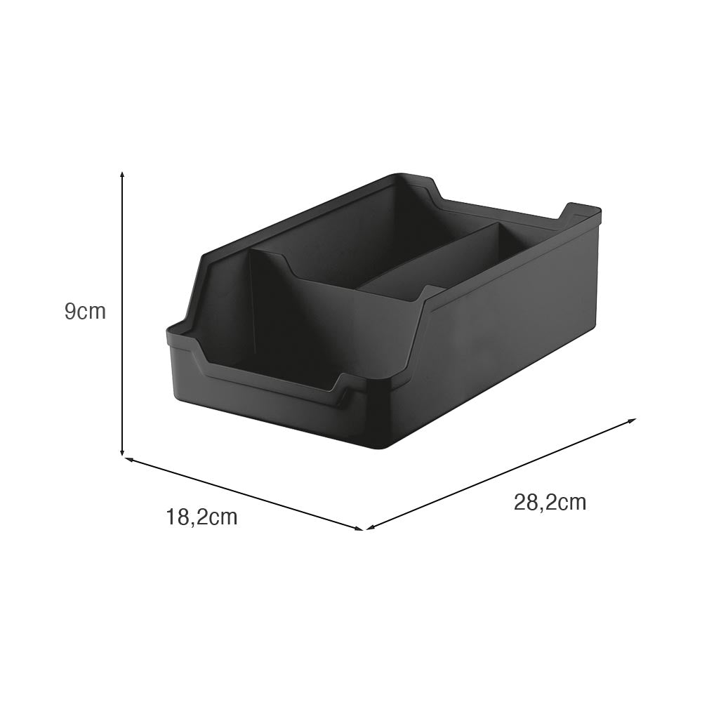 Organizador com Divisórias 18x28 Preto UZ - medidas