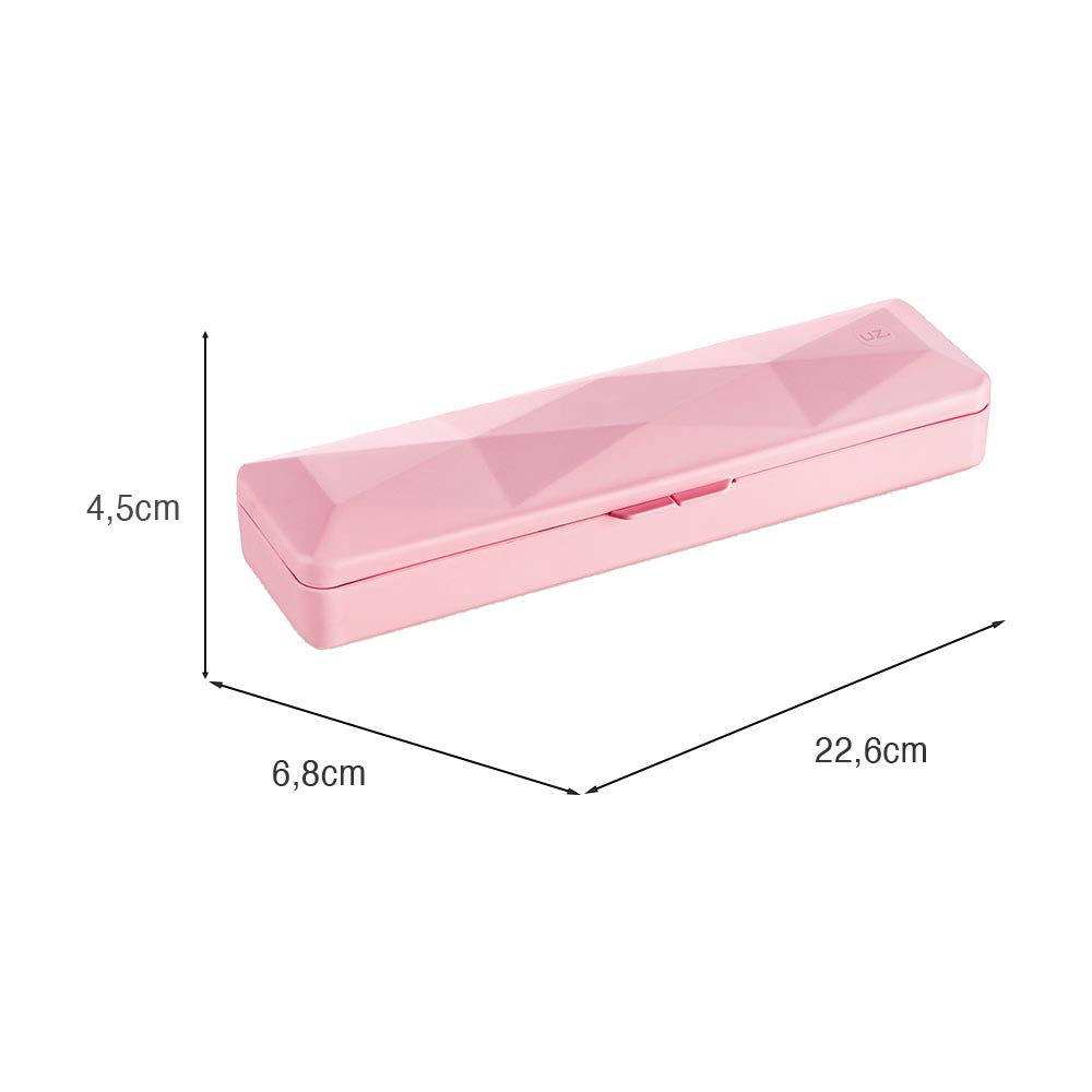 Estojo Multiuso 22,6cm X 6,8cm Rosa UZ - medidas
