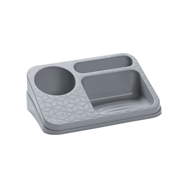 Organizador de Pia Premium de plástico cinza, 20,1 x 14,2 x 6,8 cm, da UZ Utilidades