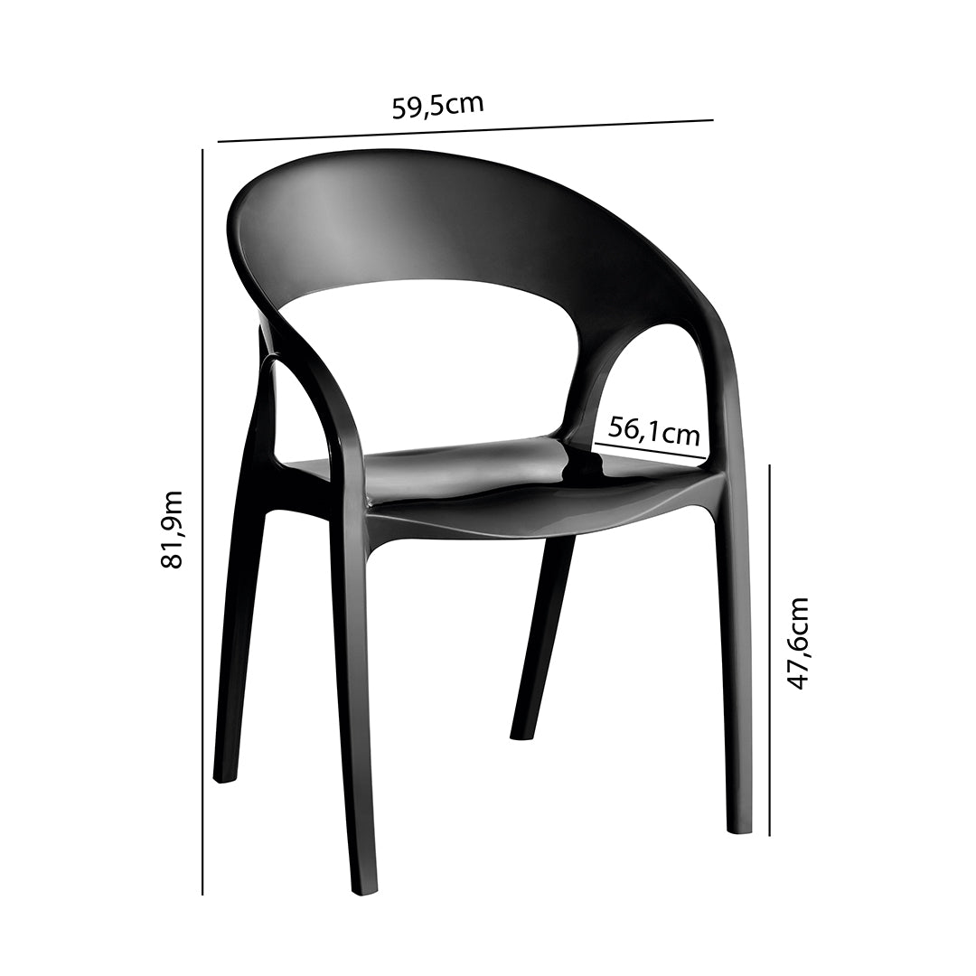 4 Cadeiras Glass Plus Preto UZ