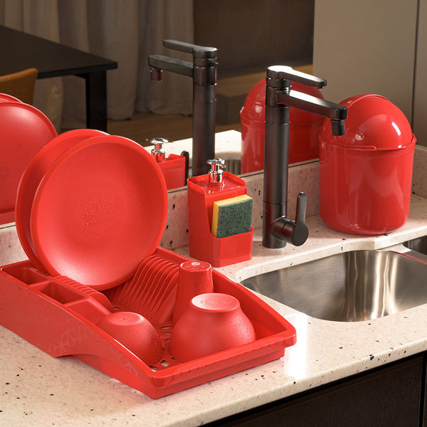 Escorredor de Louça Slim Vermelho UZ - ambiente