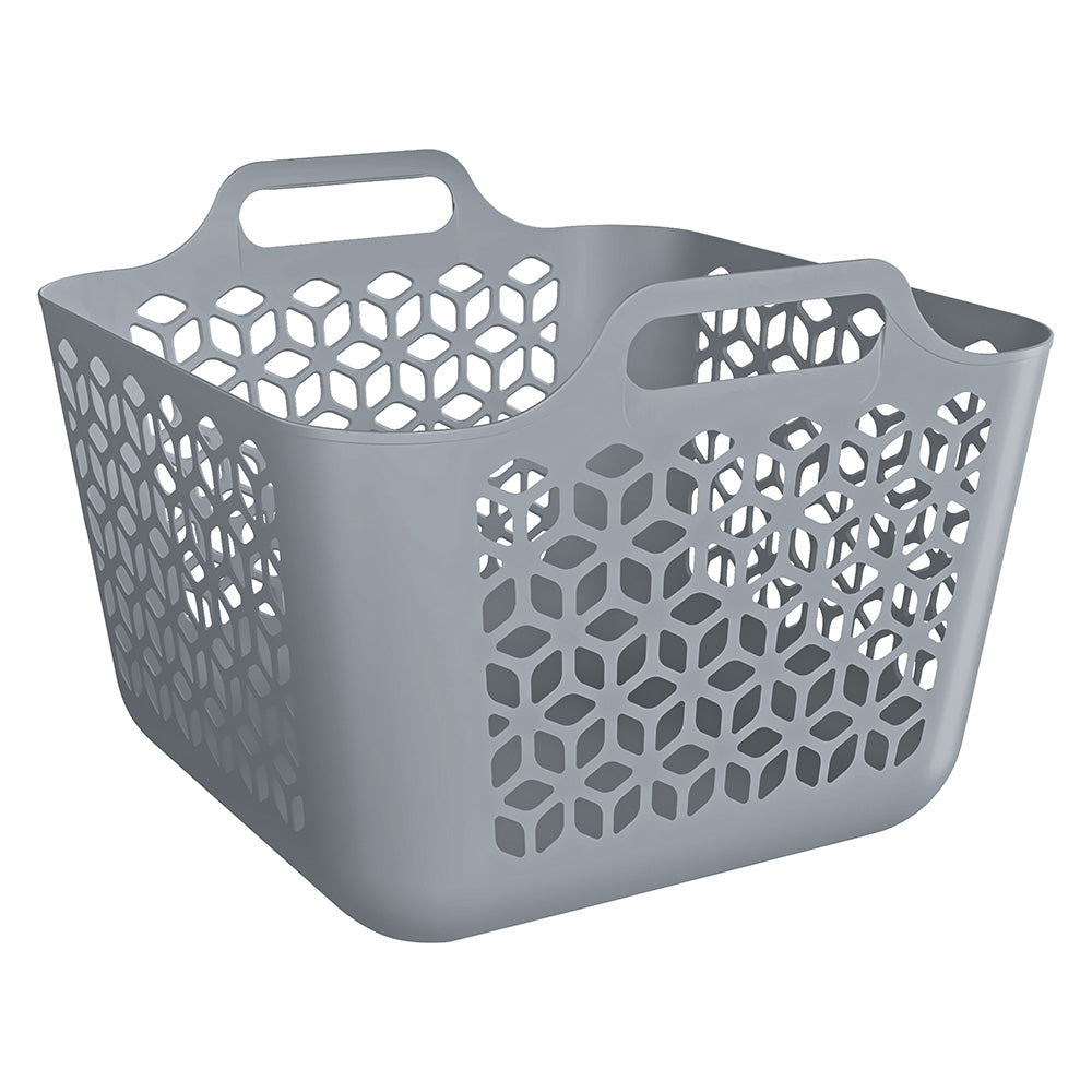 Cesto de Roupa Médio 30 Litros Cinza UZ - fundo branco
